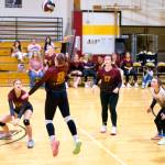 Gene Helfman photo.
Lyric Reed (8), Kylie Willemsen (22), Dani Arnott (5), Betty Burt (17), and Avila Sausman (35) during a game against the Eagles in October.