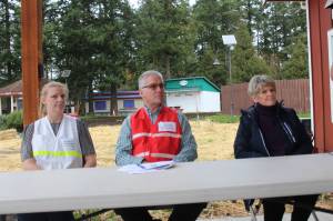 Heather Spaulding photo
Left to right: Jesica Hudson, Mark Tompkins and Kari McVeigh prepare to answer questions from the press.