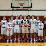 Aaron Johnson photo.
Left to right: Assistant coach Brian Leyde, Jack Leyde, Beau Spreine, Mason Hays, Nathan Kinney, Ian Cankusic and coach Aaron Johnson.
Front Row: Rex Hopper, Benji Stephenson, Kayden Sarazin, Andris Meissner and Sixto Velazquez.
