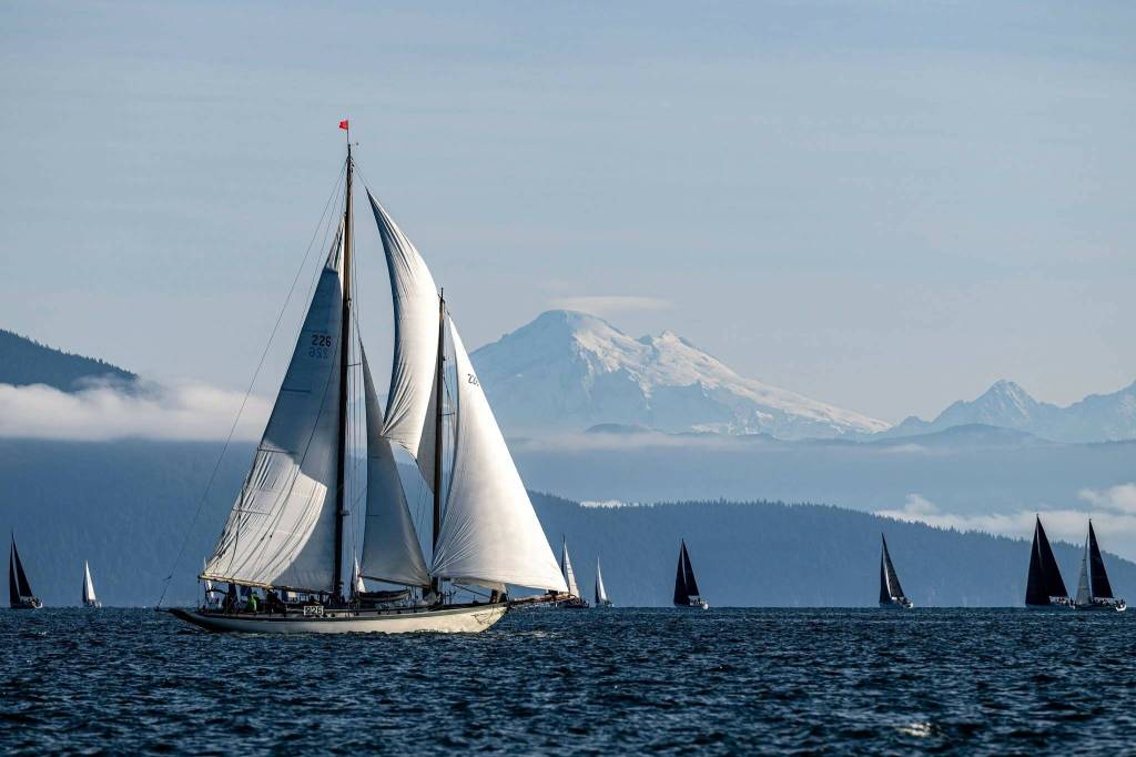 Contributed by Sean Trew.
Around the County boats with Mount Baker in the background.