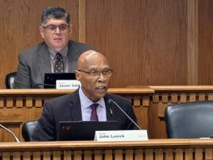 Cassie Diamond photo.
Sen. John Lovick, D-Mill Creek, speaks in support of Senate Bill 5974 during a public hearing Jan. 15. Lovick is the prime sponsor of the bill.