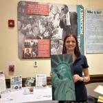 Annika Hauer photo.
Madeline Johnson, who read the Declaration of Independence at the celebration, titled her painting Life, Liberty, and the Pursuit of Happiness, responding to the question, What does America mean to you?