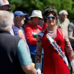 Darrell Kirk photo. 
Helena Handbasket attending the No Kings Rally on Orcas Island in 2025.